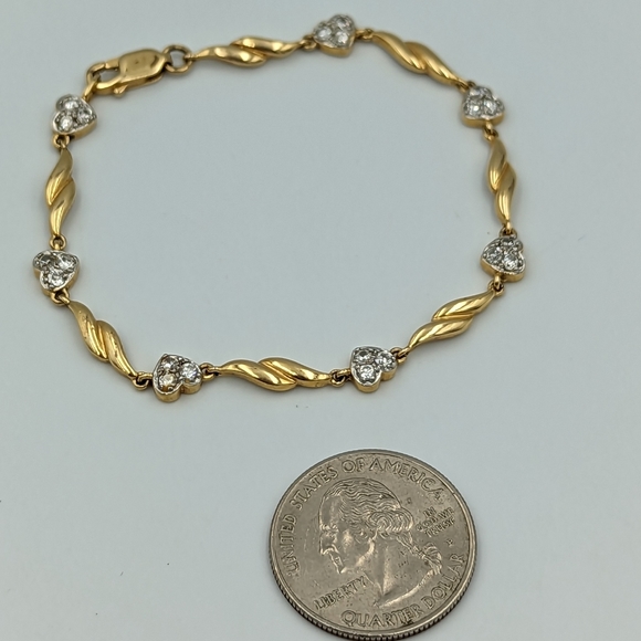 Ross Simons Gold Plate Sterling silver CZ HEART Stetsons Tennis Bracelet 7.5" - Picture 8 of 10